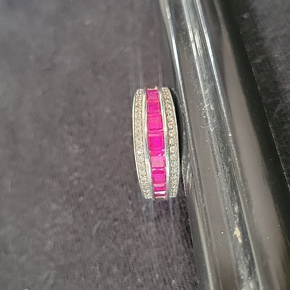 925 Ruby And Diamond Ring Size 6 - image 2